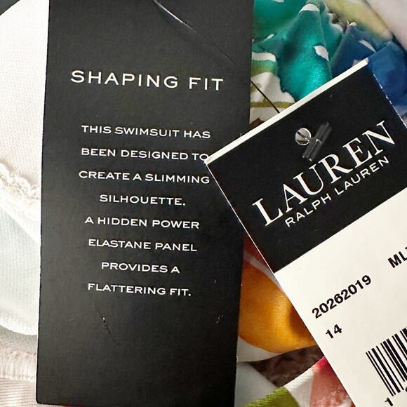 Lauren Ralph Lauren Off The Shoulder Tummy Control One Piece Swimsuit US 14 - Picture 4 of 11